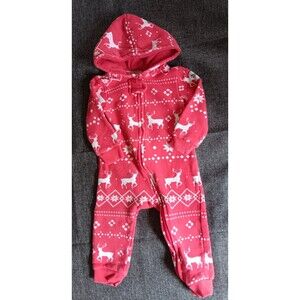 jumper Tipsy Elves 12 to 18 month Red with reindeer one piece outfit baby